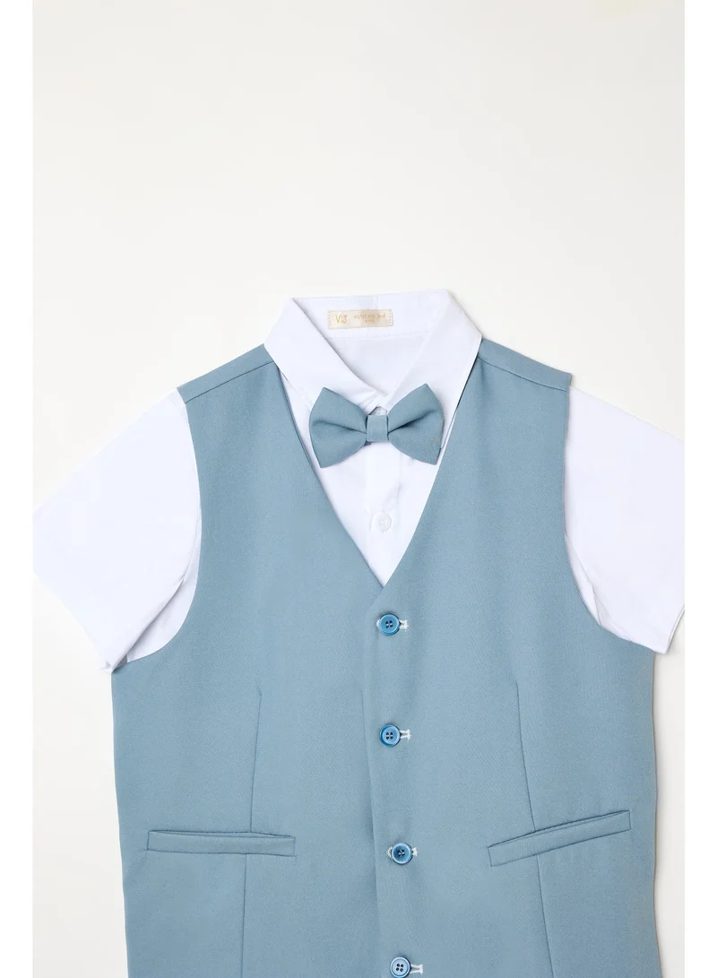 Victor And Jane  Boys 4 Pc set Waistcoat, Shirt, Shorts & Bow Tie Set for Men | Best Price UAE